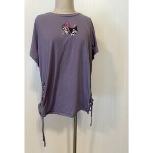 Sanrio Kuromi My Melody Shirt Womens 5 Purple Side Ruched Kawaii Tee 2023